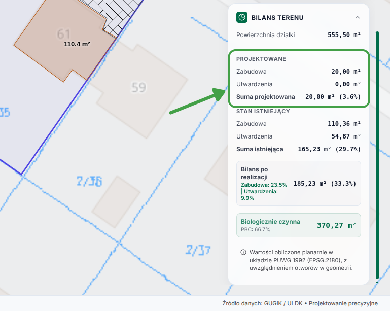 Sprawdź sekcję „Projektowane”