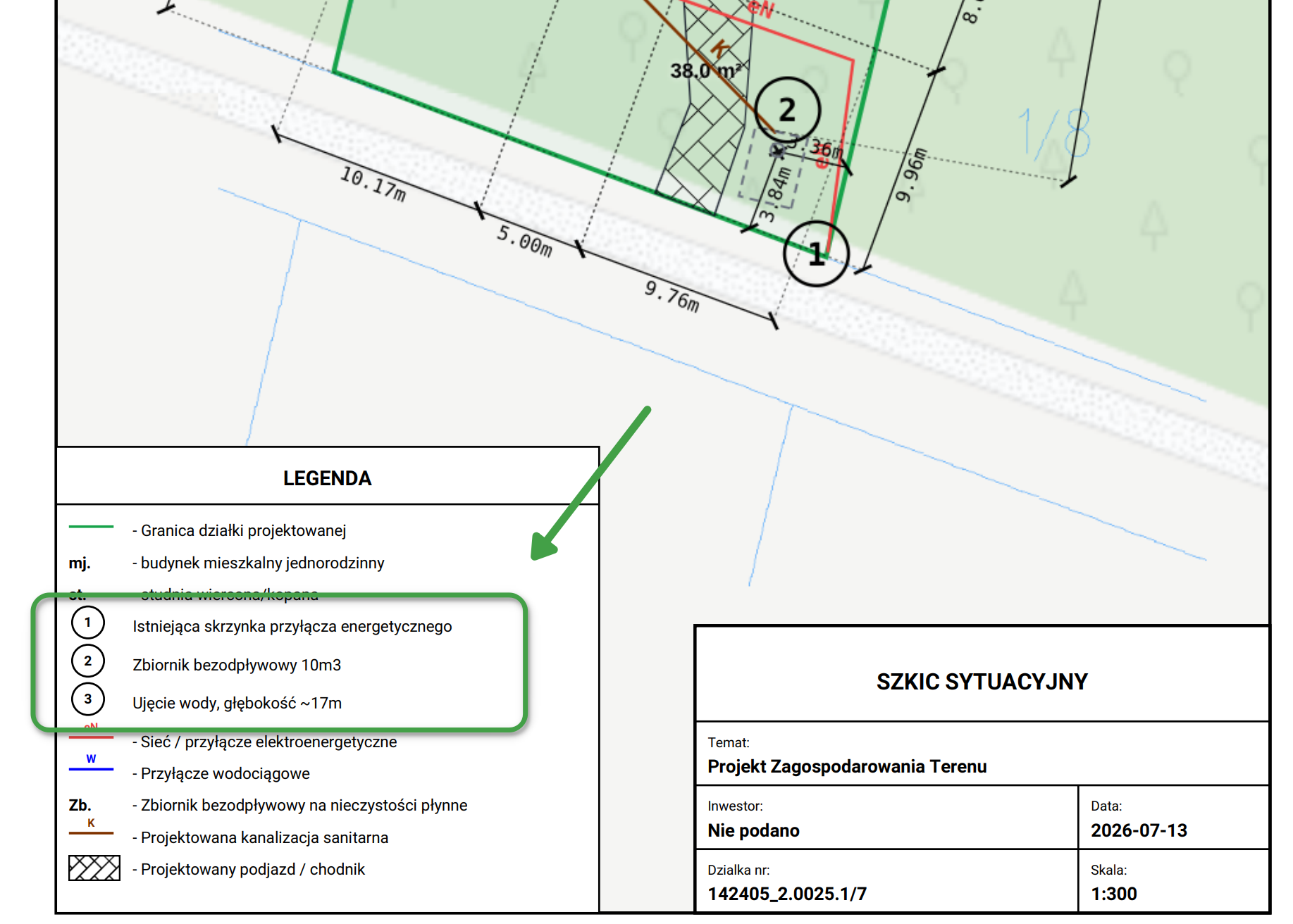Adnotacje jako pozycje w głównej „LEGENDZIE” wygenerowanego pliku PDF.